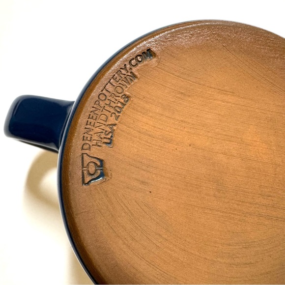 Bones Coffee Co Deneen Pottery 2018 Christmas Candy Land Mug Cup Blue Drip Glaze - Picture 8 of 9